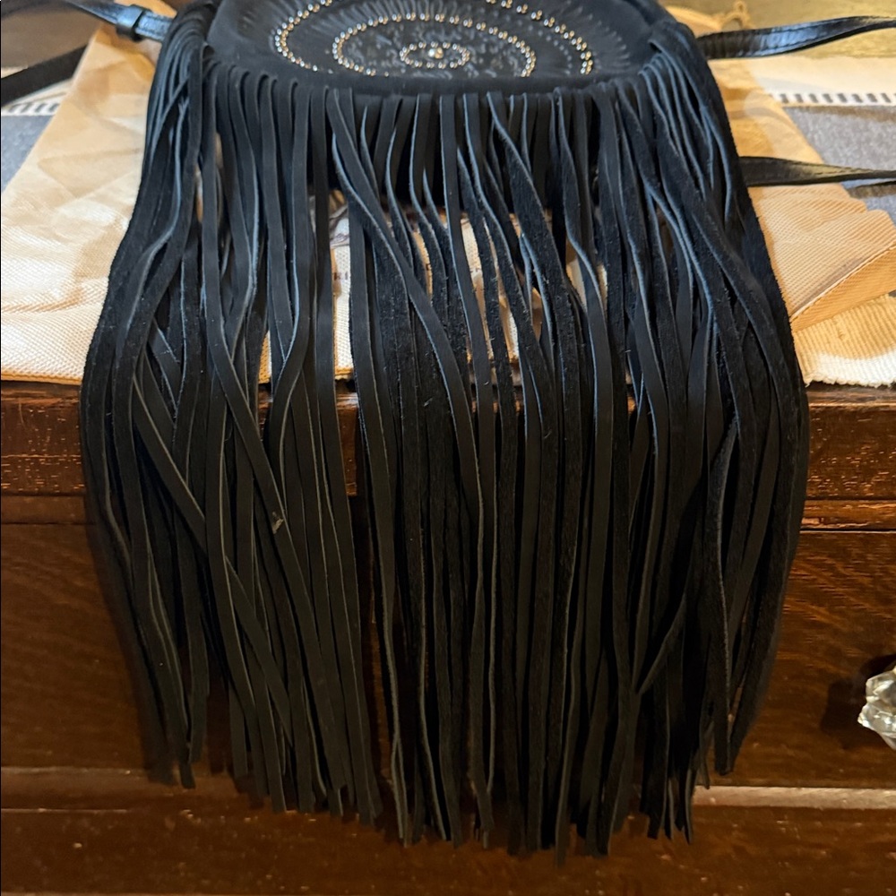 Patricia Nash Black Fringe Crossbody Bag - Picture 2 of 6